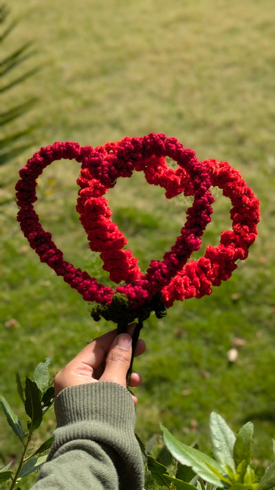 Crimson Crochet Heart Wand Stem