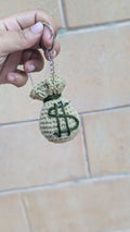 Golden Dollar Money Bag Keychain