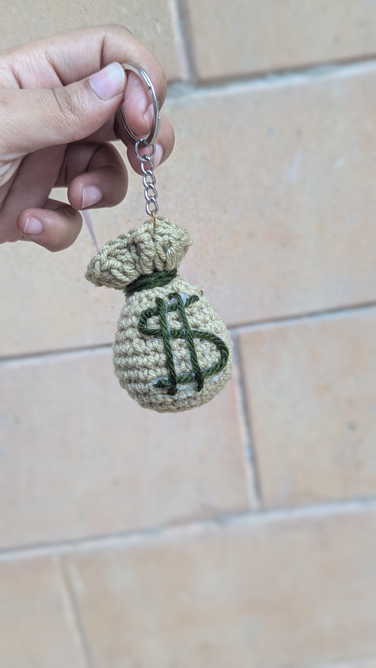 Golden Dollar Money Bag Keychain