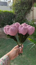 Dusty Rose Crochet Tulip Stem