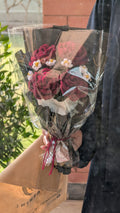 Velvet Crimson Rose Crochet Bouquet