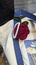 Crimson Rose Pearl Strap Bag Charm
