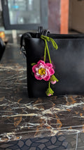 Layered Pink Wildflower Charm Keychain