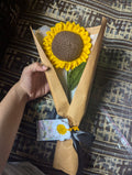 Kraft Wrapped Sunflower Crochet Stem