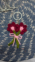 Maroon Bouquet Charm Keychain