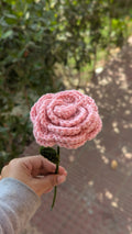 Soft Blush Crochet Rose Stem