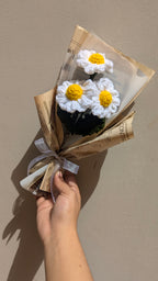 Vintage Newspaper Daisy Crochet Bouquet