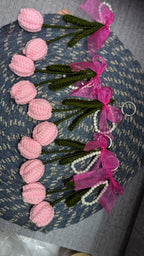 Sheer Bow Pink Tulip Bunch Keychain