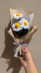 Vintage Newspaper Daisy Crochet Bouquet