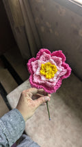 Layered Pink Camellia Crochet Stem