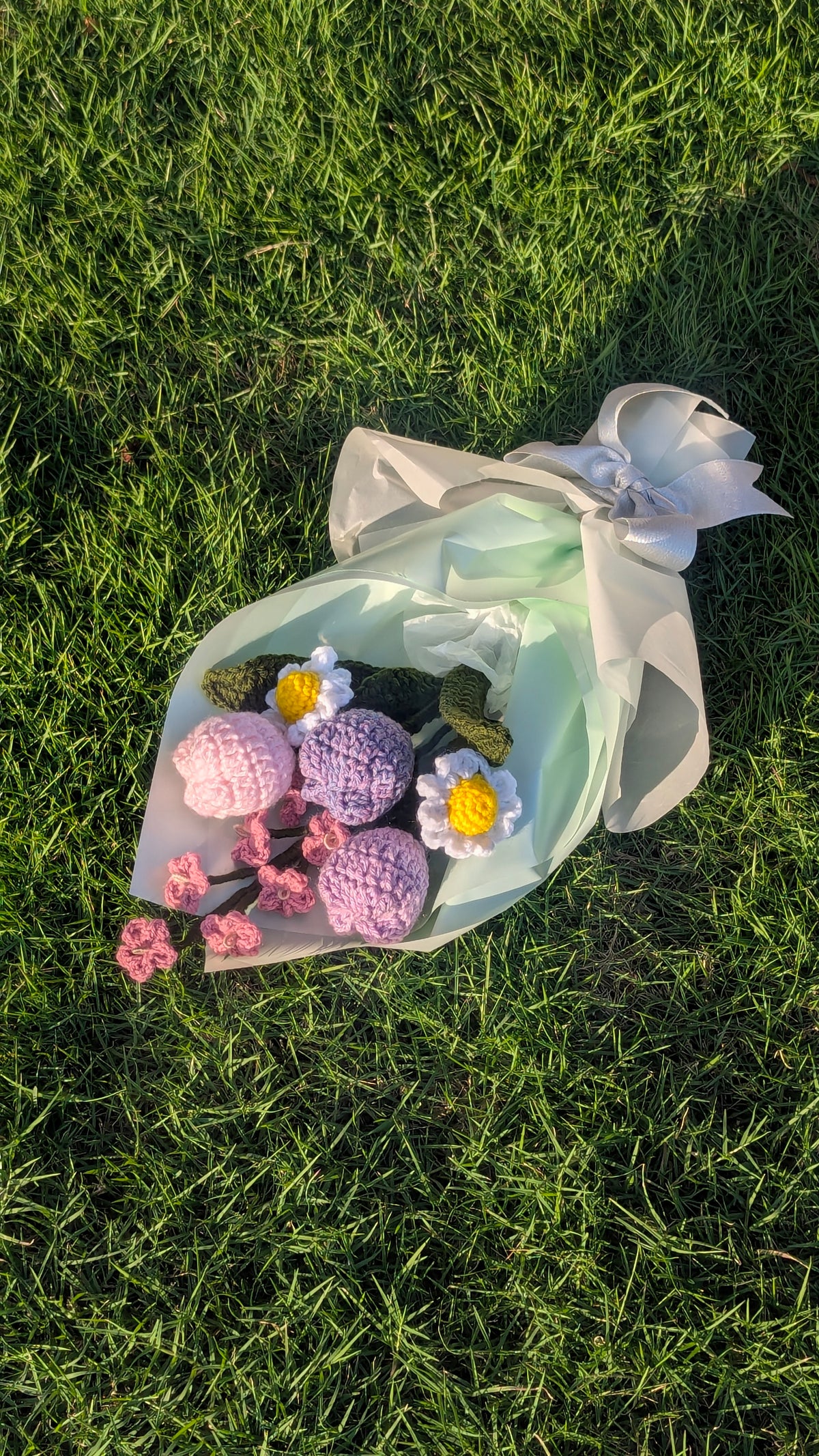 Pastel Blossom Meadow Crochet Bouquet