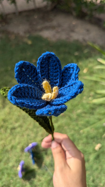 Royal Blue Bellflower Crochet Stem