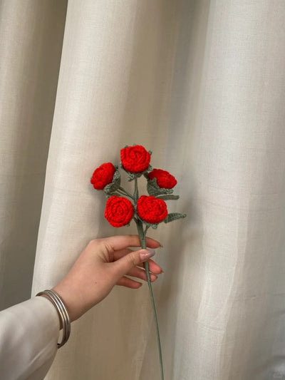 Mini Crimson Rose Cluster Stem