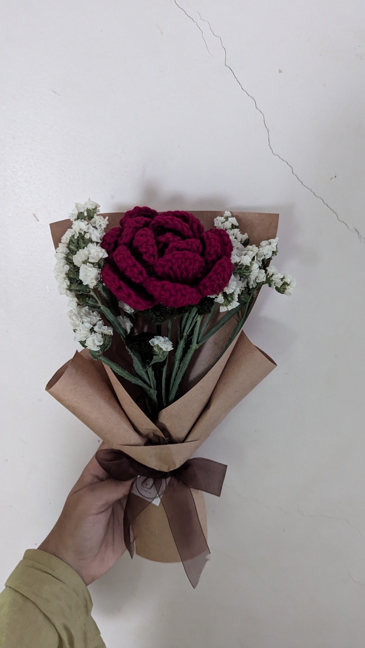 Rustic Maroon Rose & Statice Bouquet