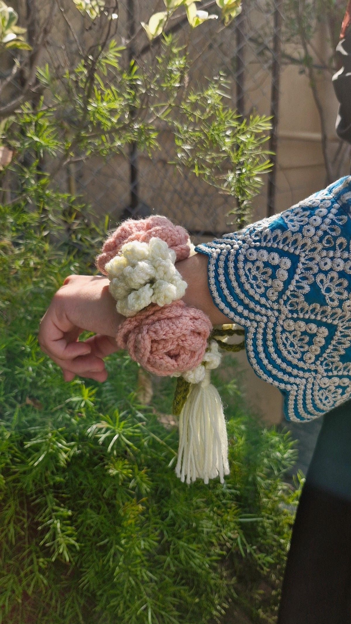 Blush Pink Rose Crochet Gajra