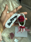 Red Rose Bouquet Charm Keychain