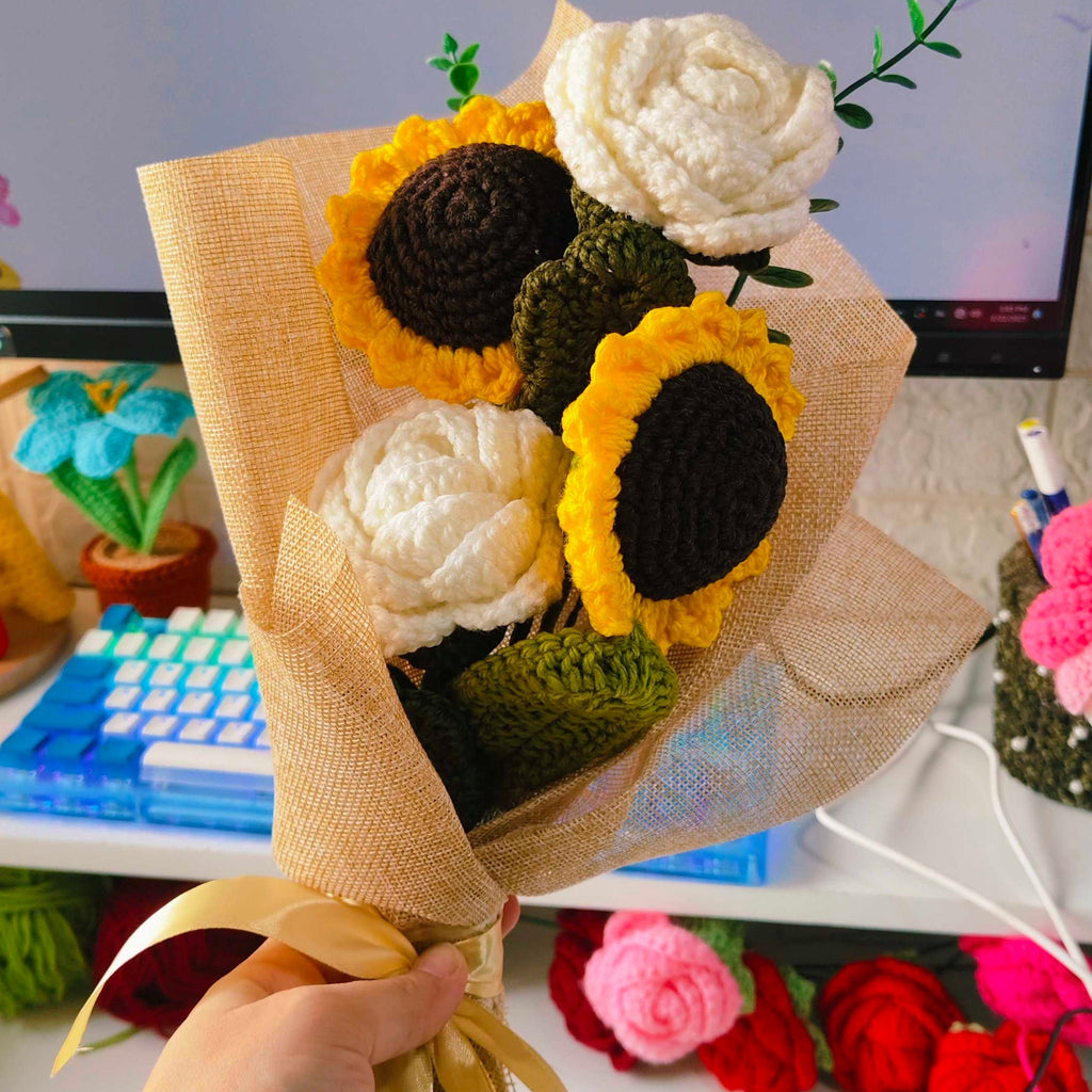 Sunny Elegance Crochet Bouquet
