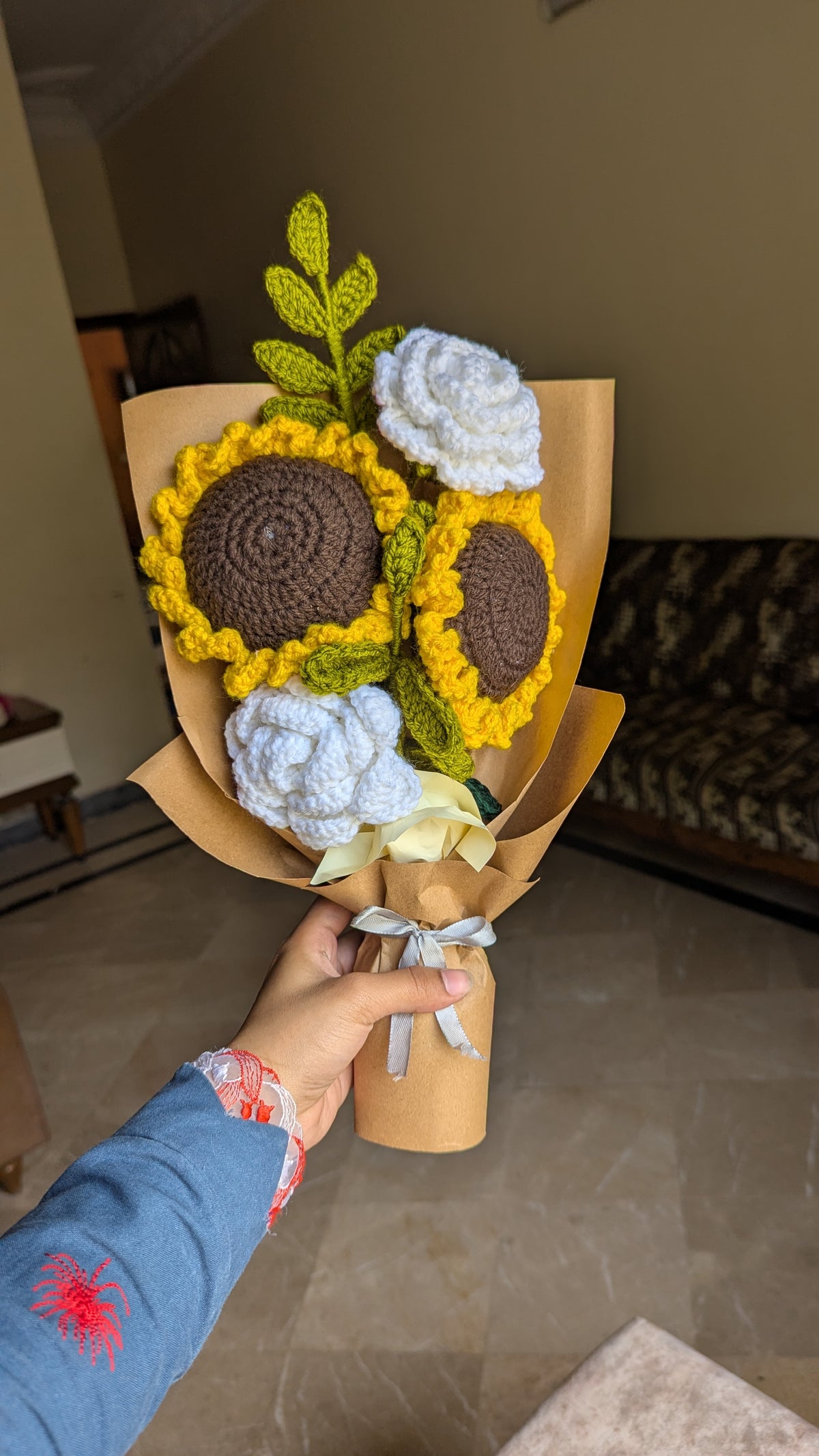 Sunflower & White Rose Harvest Bouquet