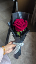 Midnight Crimson Rose Wrapped Stem