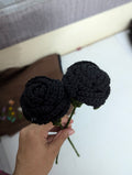 Midnight Black Crochet Rose Stem