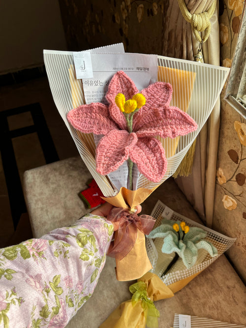 Dusty Rose Lily Newspaper Wrap