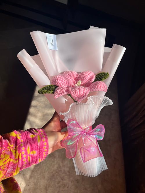 Pearl Trim Pink Orchid Bouquet