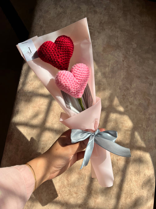 Twin Velvet Hearts Blush Bouquet