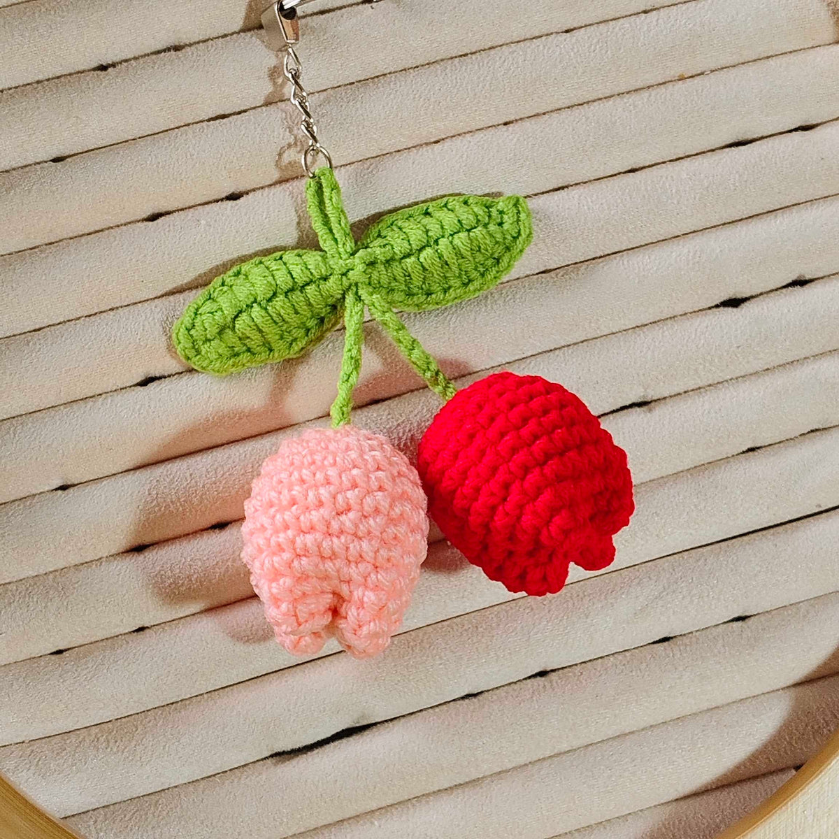 Double Tulip flower keychain