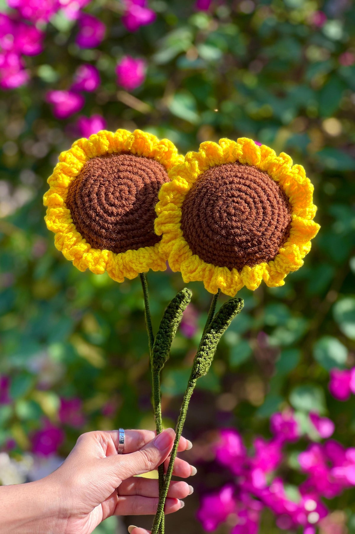Bright Sunshine Crochet Sunflower Stem