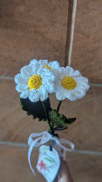 Classic Crochet White Daisy Stem