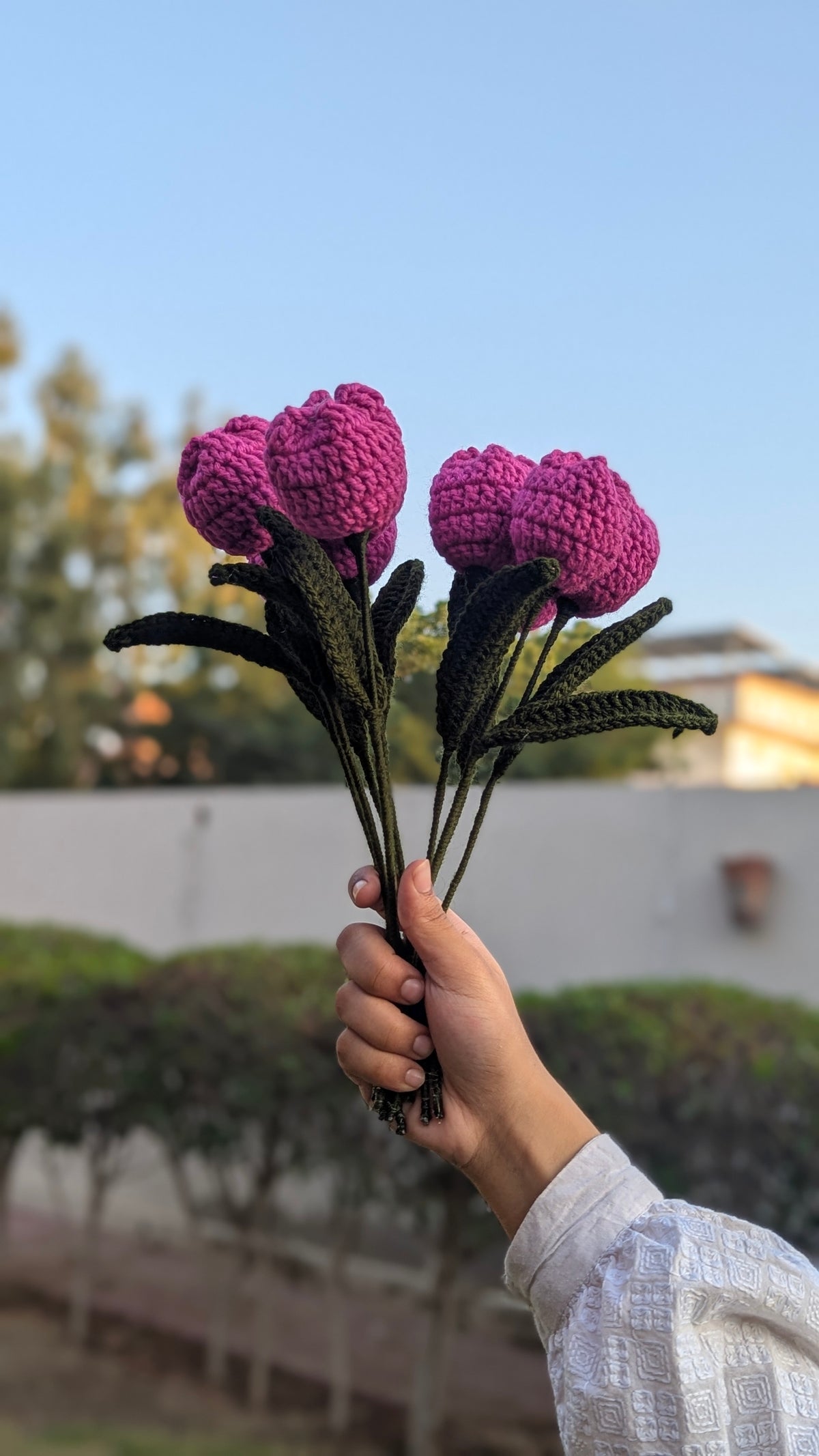 Magenta Crochet Tulip Stem