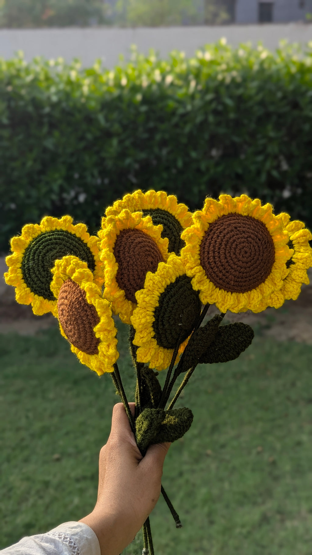 Bright Sunshine Crochet Sunflower Stem