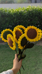 Bright Sunshine Crochet Sunflower Stem