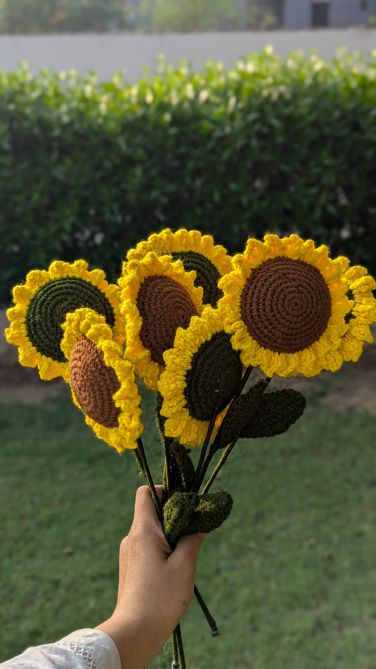 Bright Sunshine Crochet Sunflower Stem