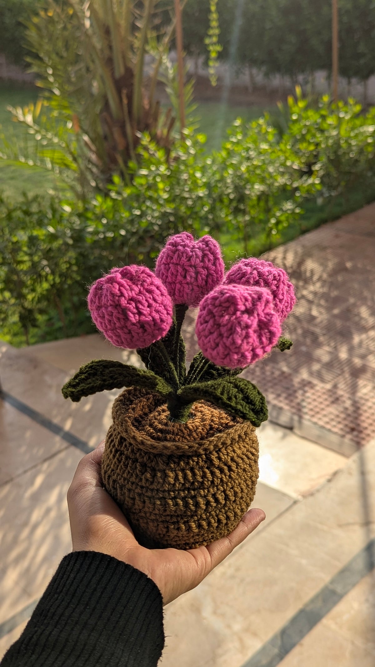 Vibrant Plum Crochet Tulip Pot