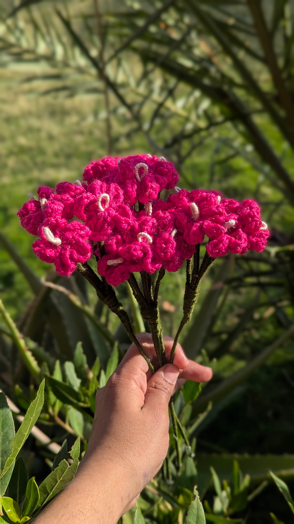 Hot Pink Cluster Crochet Stem