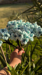 Powder Blue Hydrangea Cluster Crochet Stem