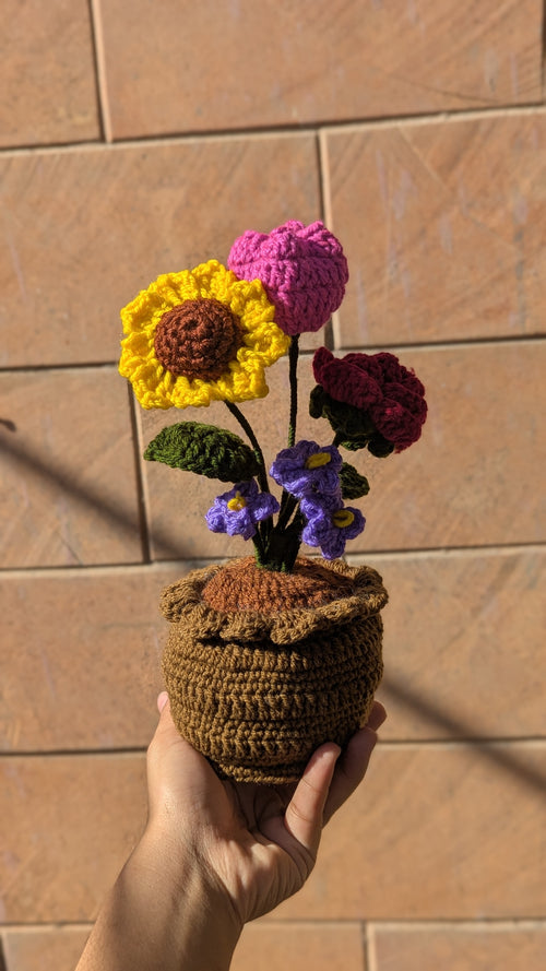 Garden Party Crochet Wildflower Pot