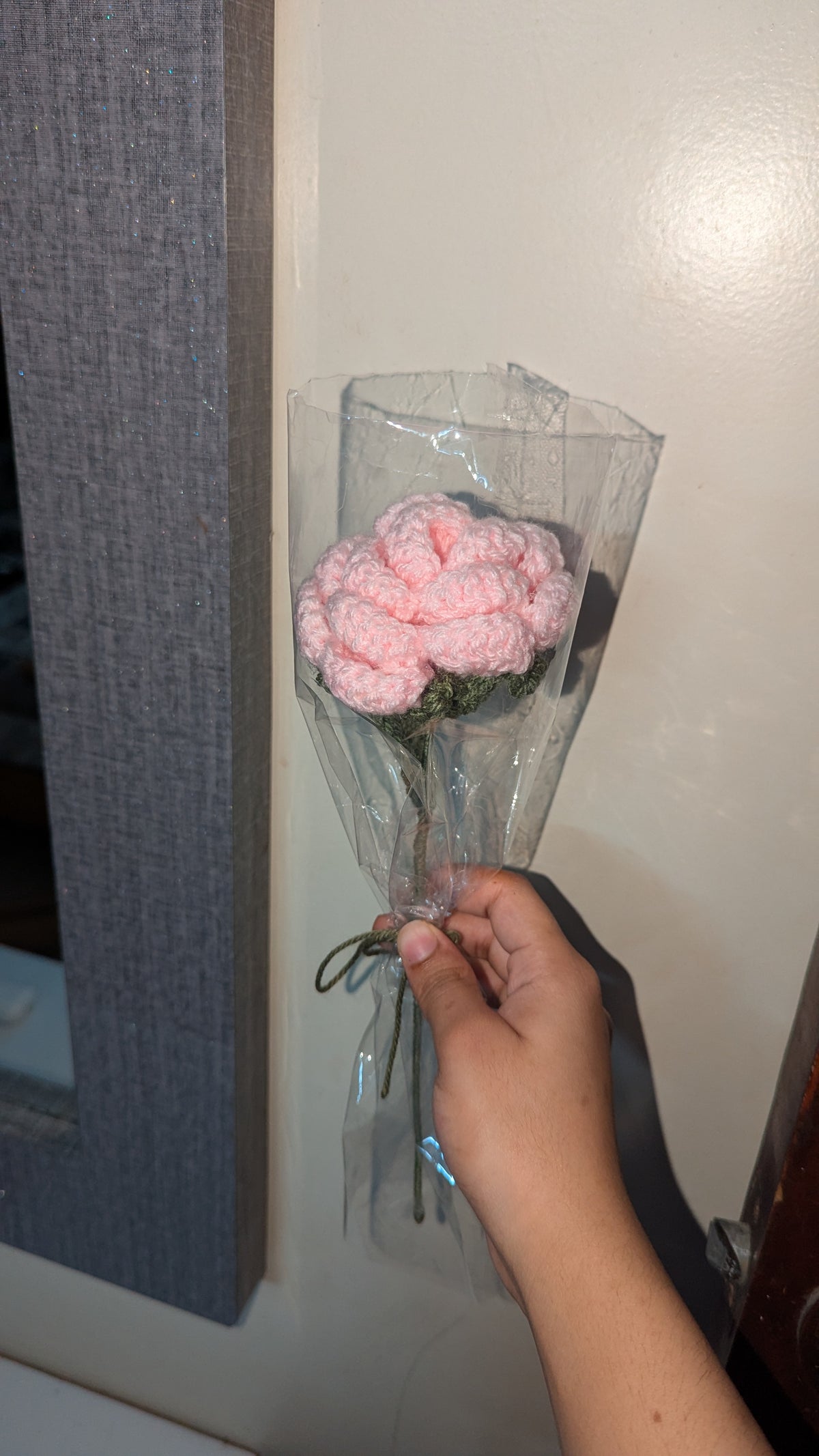 Dusty Rose Crochet Tulip Stem
