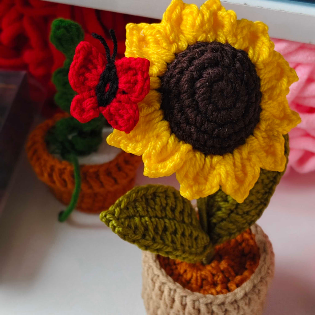 Sunflower pot with Butterfly