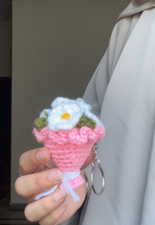 White bouquet keychain