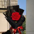 Red rose bouquet (with greeting card) black wrapping (size M)