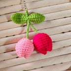 Double Tulip flower keychain